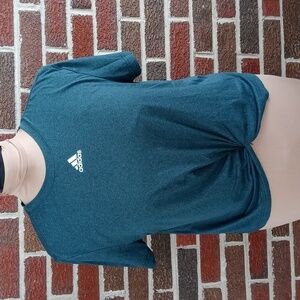 Adidas large crop top green with white logo excellent preloved condition